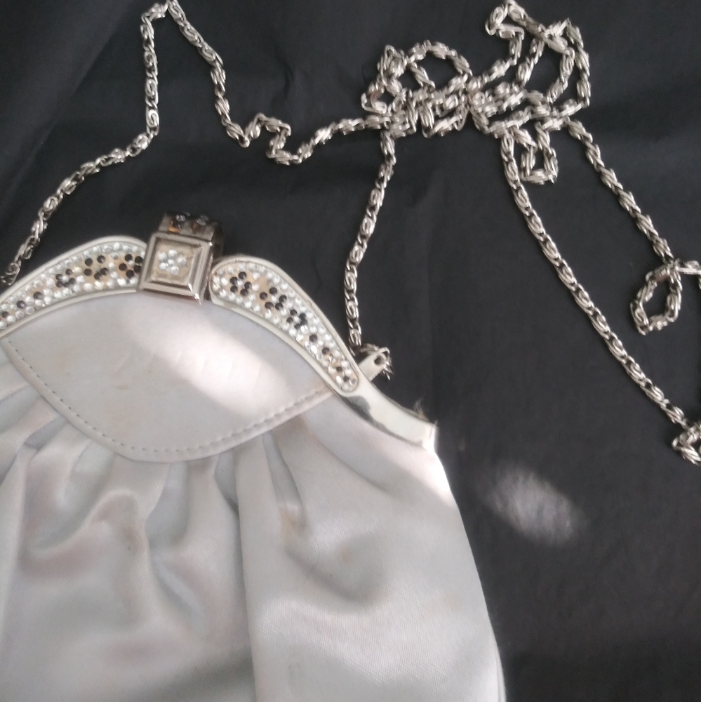 Beautiful Rhinestone Silver Clutch Handbag Purse